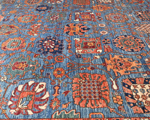 8x8 Blue Aryana Afghan Hand Knotted Square Veg Dye Wool Area Rug